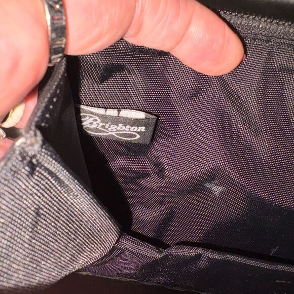 Brighton Black Croc-Embossed Crossbody Clutch with Silver Accent - Picture 6 of 6